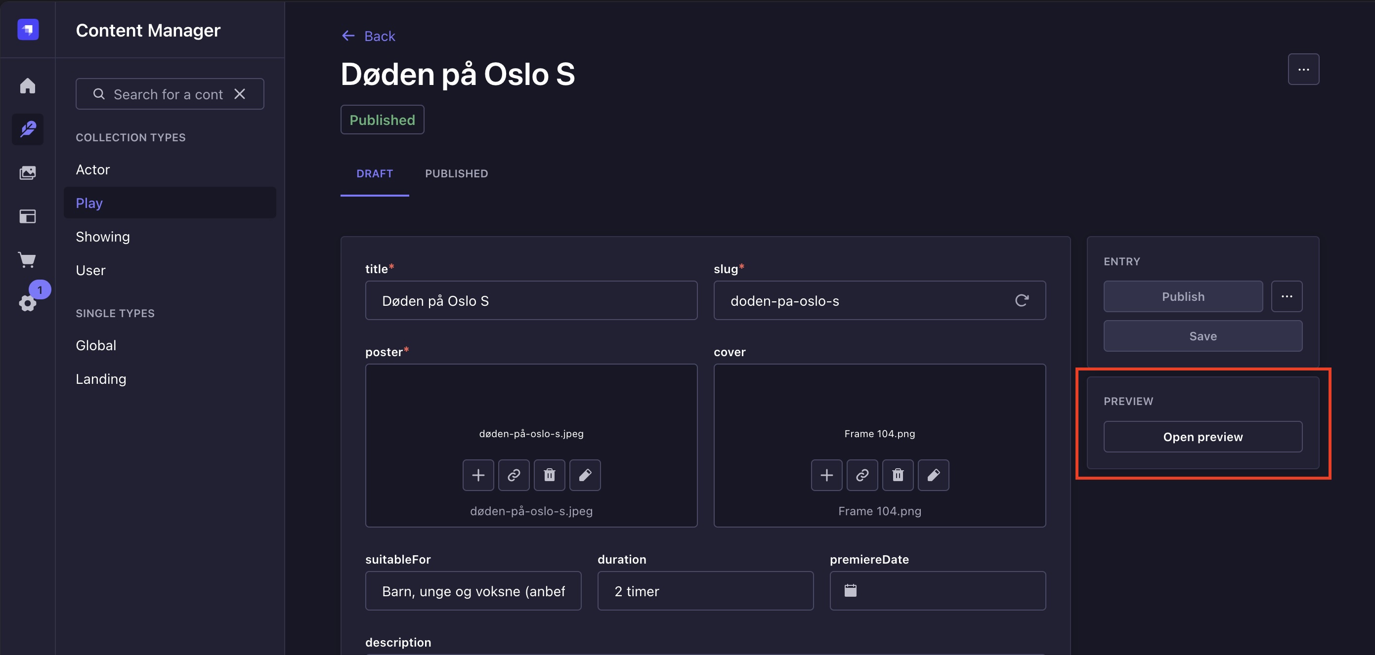 screenshot with preview button visible